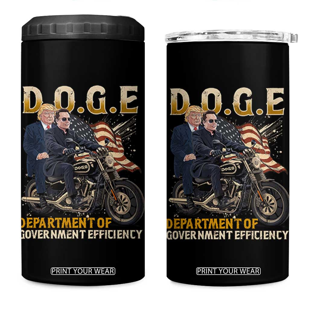 DOGE Department of Government Efficiency 4 in 1 Can Cooler Tumbler Funny Trump Musk Cool Motorbike TS10 One Size: 16 oz Black Print Your Wear