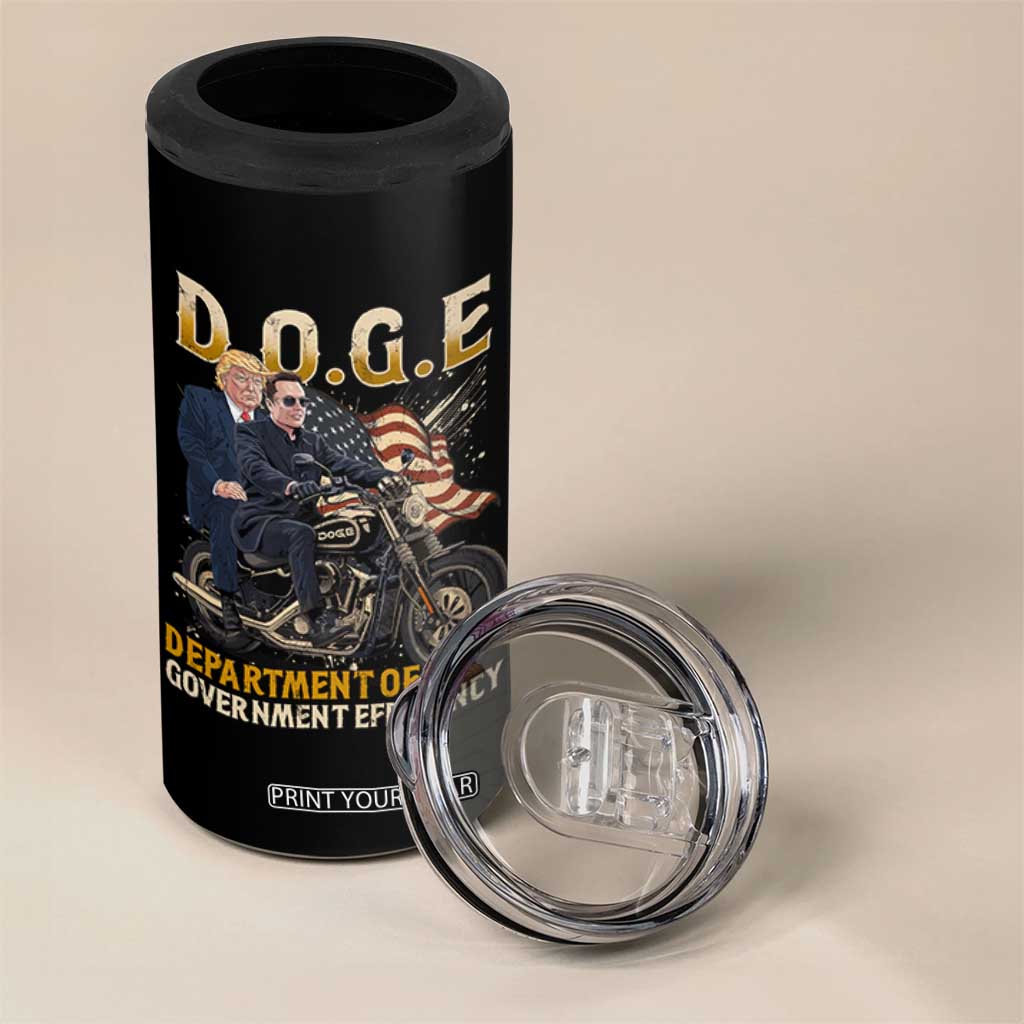 DOGE Department of Government Efficiency 4 in 1 Can Cooler Tumbler Funny Trump Musk Cool Motorbike TS10 Print Your Wear