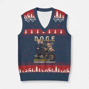 DOGE Department of Government Efficiency V-Neck Knit Sweater Vest Funny Trump Musk Cool Motorbike TS10 Navy Red Print Your Wear