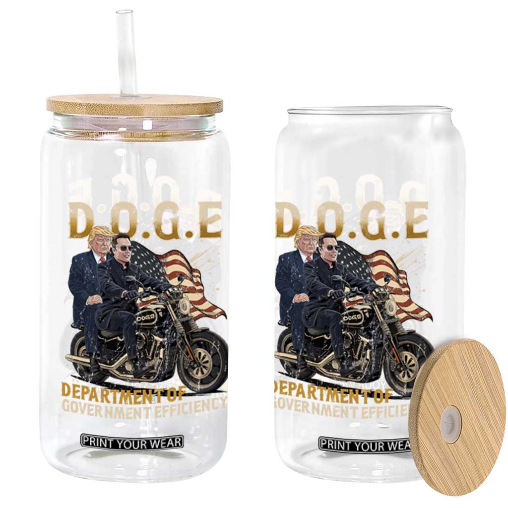 DOGE Department of Government Efficiency Glass Can Funny Trump Musk Cool Motorbike TS10 Print Your Wear