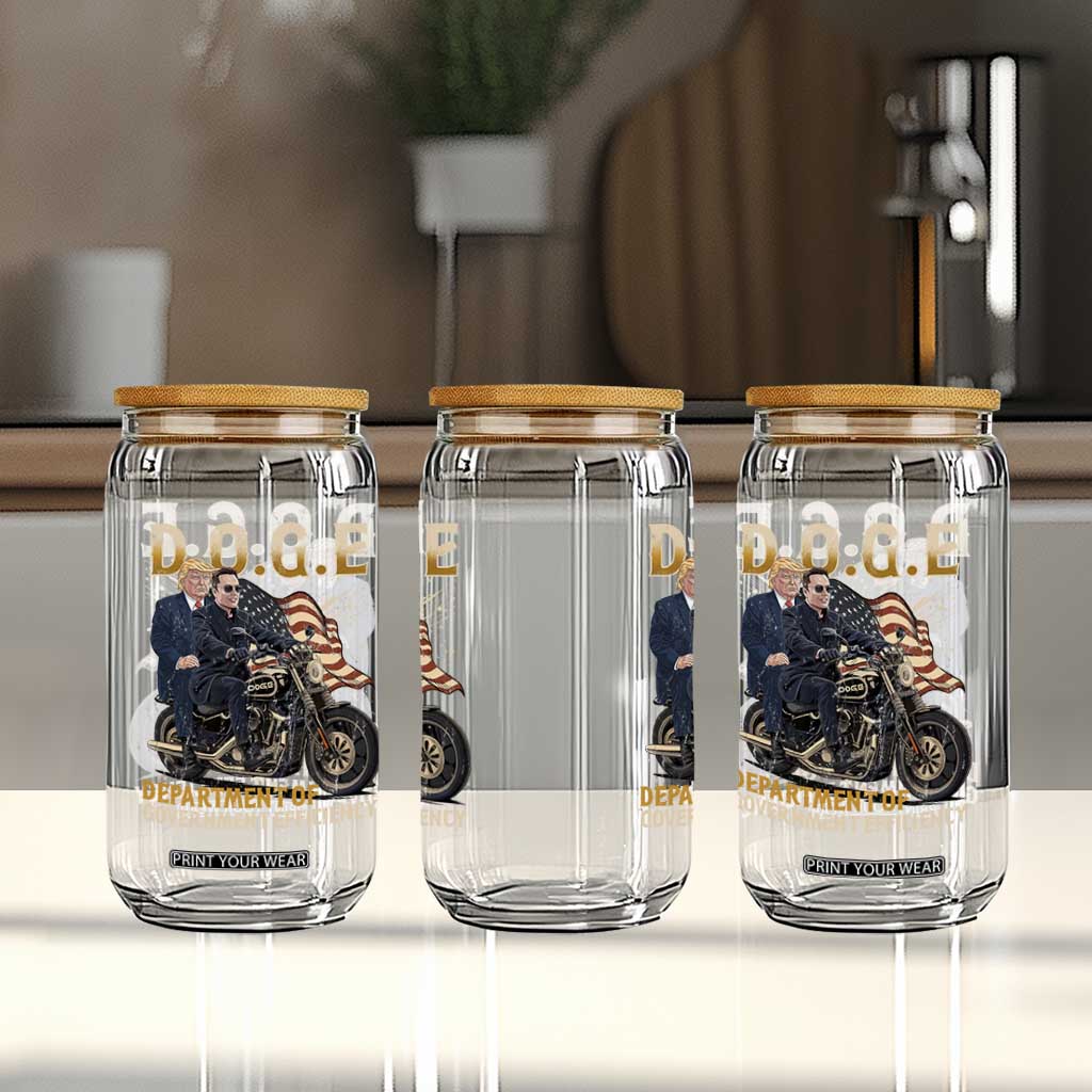 DOGE Department of Government Efficiency Glass Can Funny Trump Musk Cool Motorbike TS10 Print Your Wear