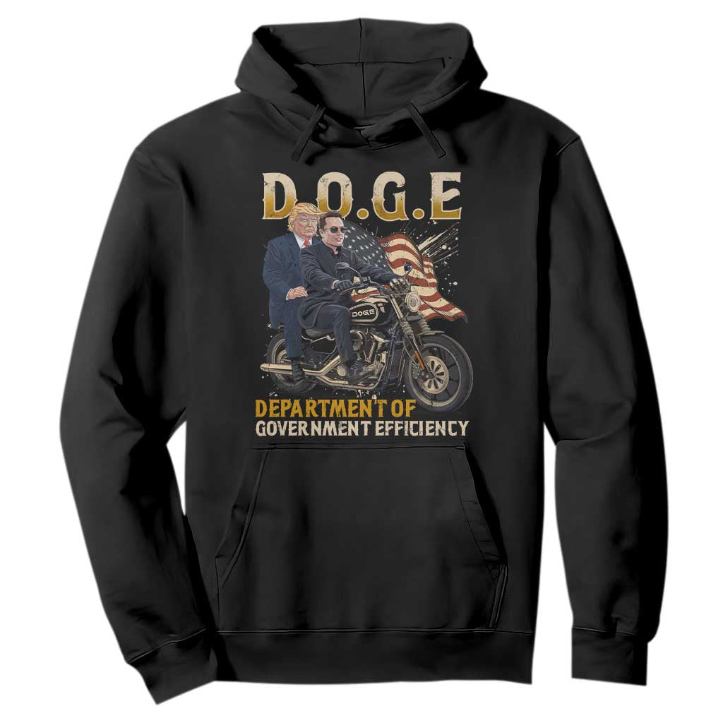 DOGE Department of Government Efficiency Hoodie Funny Trump Musk Cool Motorbike TS10 Black Print Your Wear