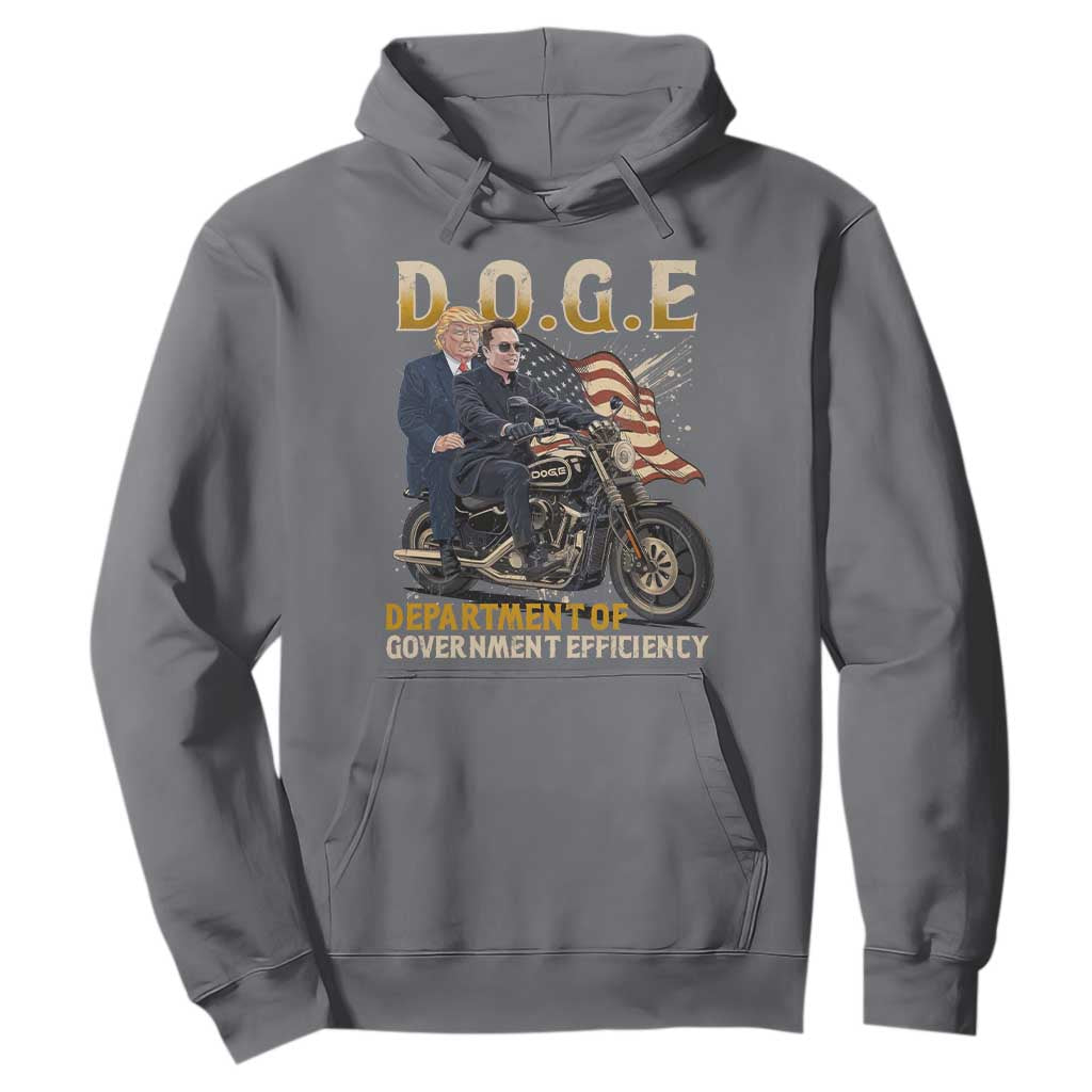 DOGE Department of Government Efficiency Hoodie Funny Trump Musk Cool Motorbike TS10 Charcoal Print Your Wear