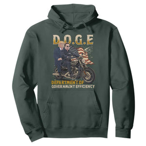 DOGE Department of Government Efficiency Hoodie Funny Trump Musk Cool Motorbike TS10 Dark Forest Green Print Your Wear