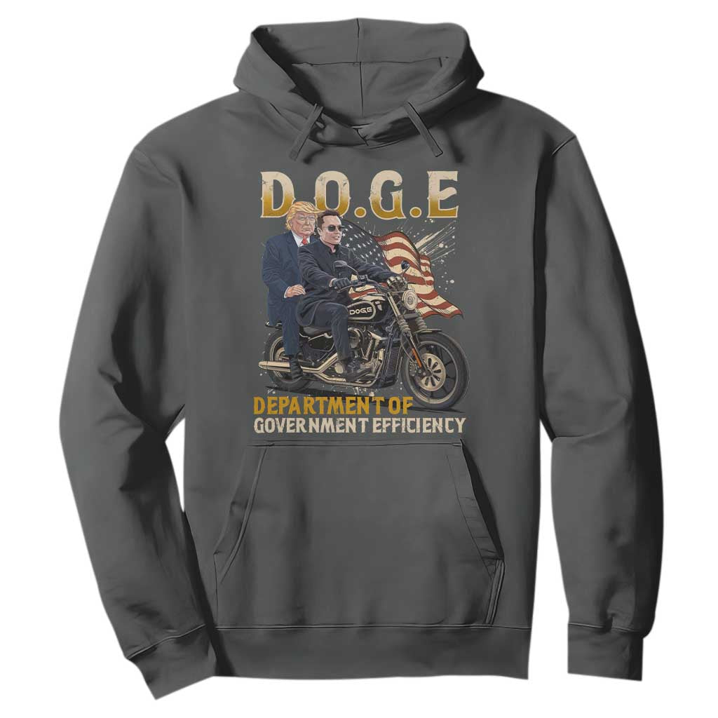 DOGE Department of Government Efficiency Hoodie Funny Trump Musk Cool Motorbike TS10 Dark Heather Print Your Wear
