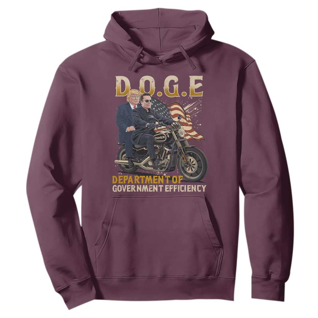 DOGE Department of Government Efficiency Hoodie Funny Trump Musk Cool Motorbike TS10 Maroon Print Your Wear