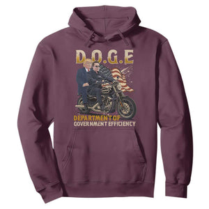DOGE Department of Government Efficiency Hoodie Funny Trump Musk Cool Motorbike TS10 Maroon Print Your Wear