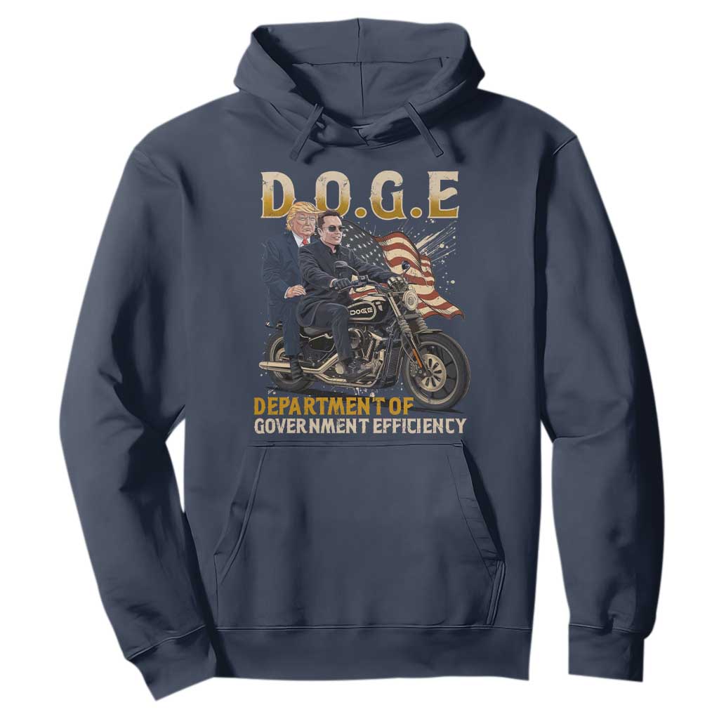 DOGE Department of Government Efficiency Hoodie Funny Trump Musk Cool Motorbike TS10 Navy Print Your Wear
