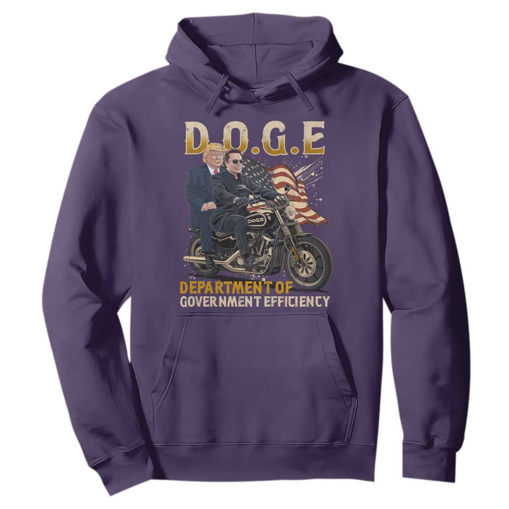DOGE Department of Government Efficiency Hoodie Funny Trump Musk Cool Motorbike TS10 Purple Print Your Wear