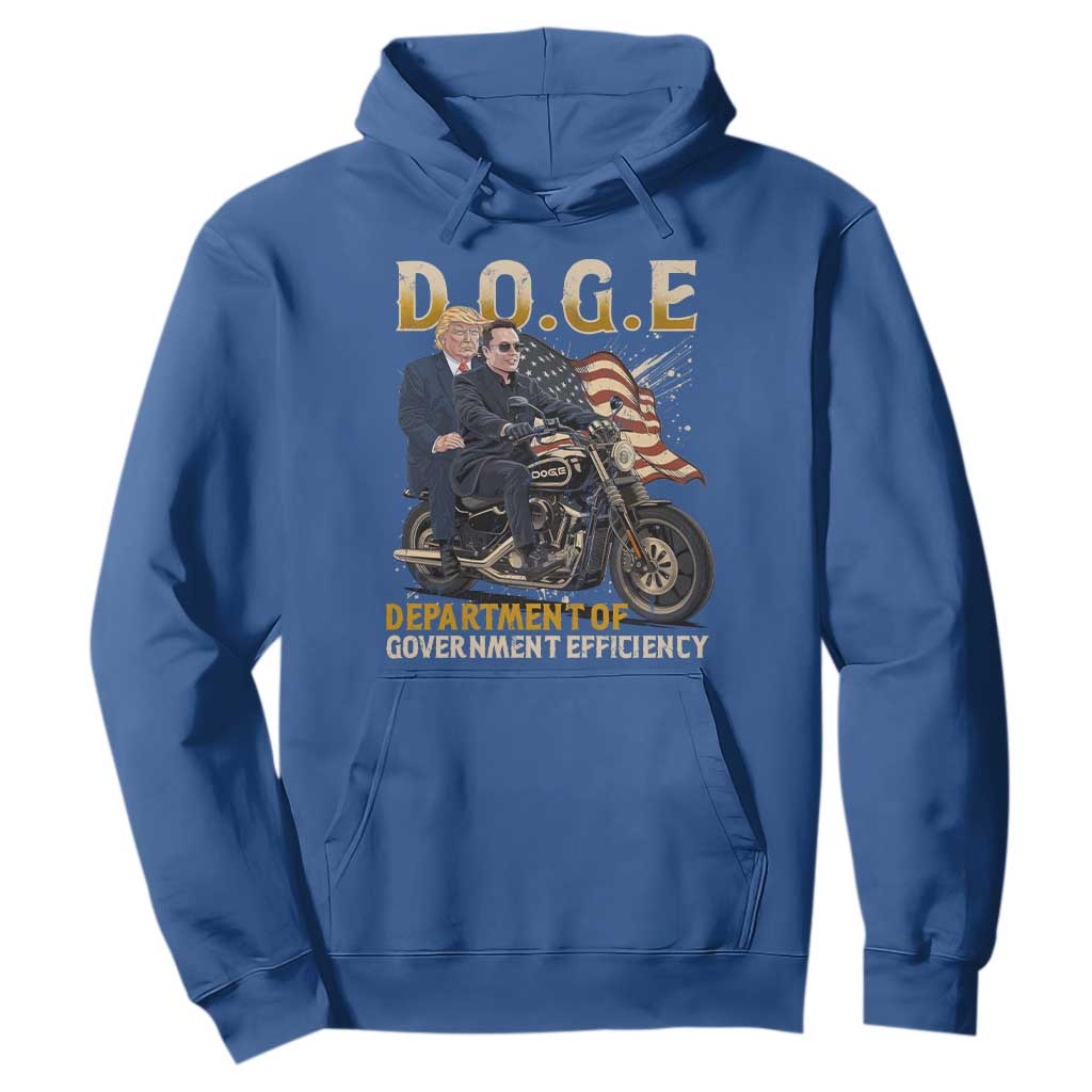 DOGE Department of Government Efficiency Hoodie Funny Trump Musk Cool Motorbike TS10 Royal Blue Print Your Wear