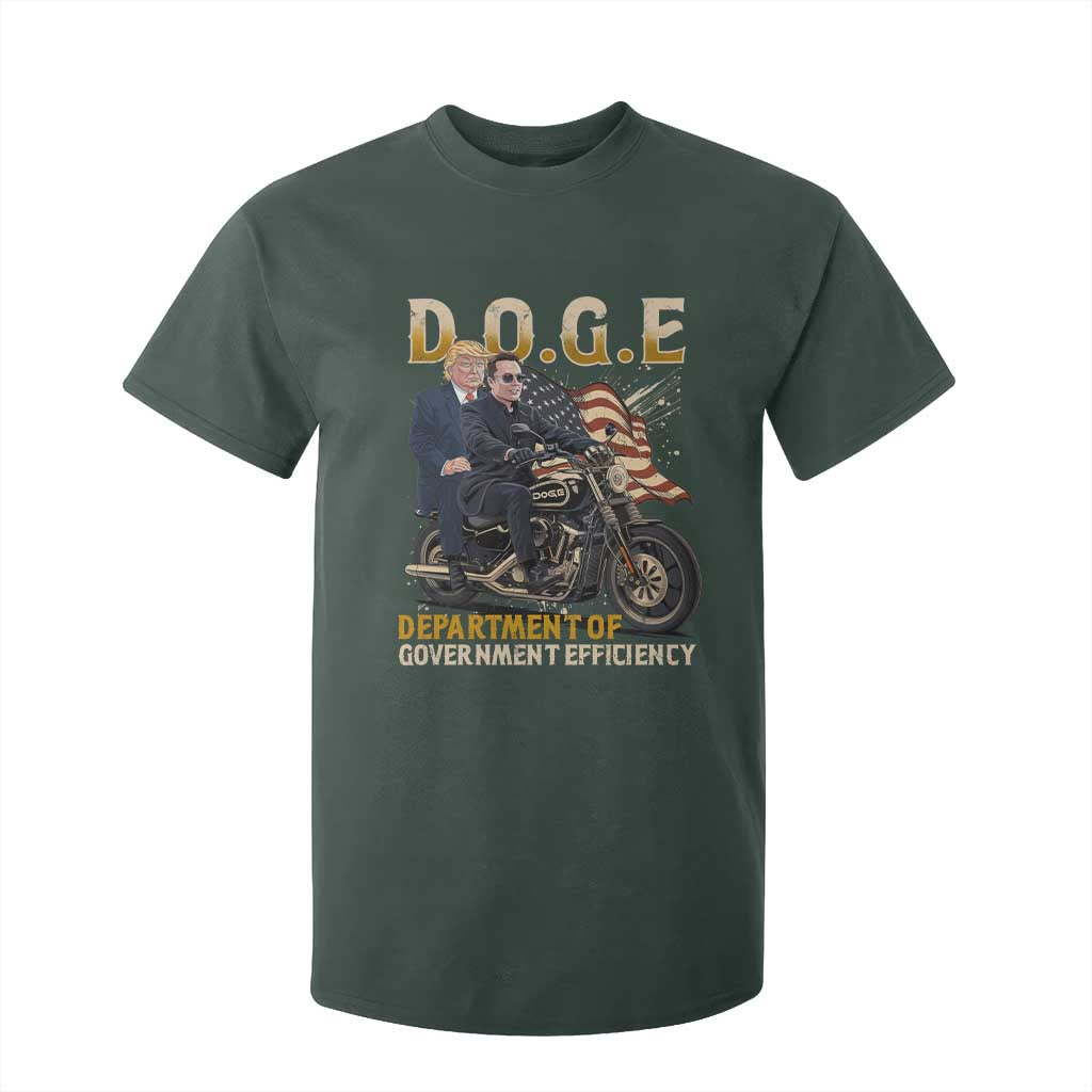 DOGE Department of Government Efficiency T Shirt For Kid Funny Trump Musk Cool Motorbike TS10 Dark Forest Green Print Your Wear