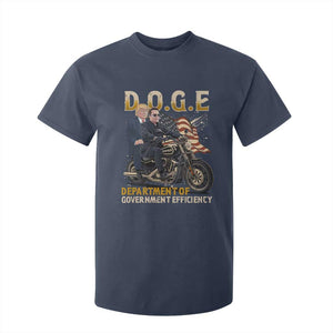 DOGE Department of Government Efficiency T Shirt For Kid Funny Trump Musk Cool Motorbike TS10 Navy Print Your Wear