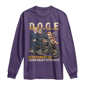 DOGE Department of Government Efficiency Long Sleeve Shirt Funny Trump Musk Cool Motorbike TS10 Purple Print Your Wear