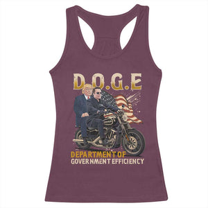 DOGE Department of Government Efficiency Racerback Tank Top Funny Trump Musk Cool Motorbike TS10 Maroon Print Your Wear