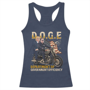 DOGE Department of Government Efficiency Racerback Tank Top Funny Trump Musk Cool Motorbike TS10 Navy Print Your Wear