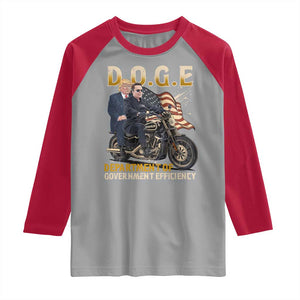 DOGE Department of Government Efficiency Raglan Shirt Funny Trump Musk Cool Motorbike TS10 Sport Gray Red Print Your Wear