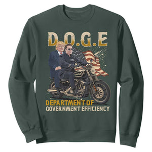 DOGE Department of Government Efficiency Sweatshirt Funny Trump Musk Cool Motorbike TS10 Dark Forest Green Print Your Wear