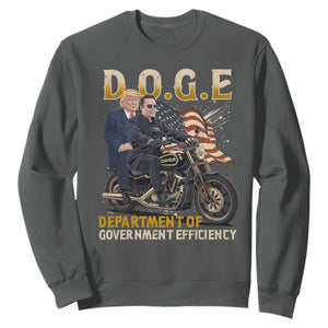 DOGE Department of Government Efficiency Sweatshirt Funny Trump Musk Cool Motorbike TS10 Dark Heather Print Your Wear