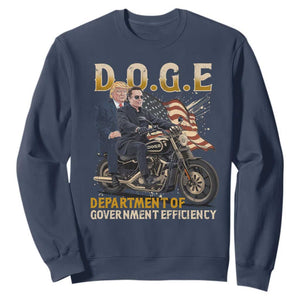 DOGE Department of Government Efficiency Sweatshirt Funny Trump Musk Cool Motorbike TS10 Navy Print Your Wear