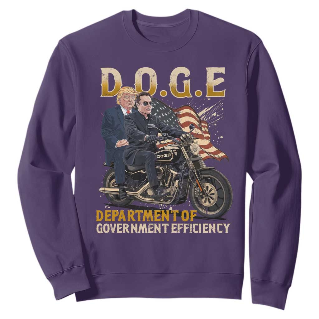 DOGE Department of Government Efficiency Sweatshirt Funny Trump Musk Cool Motorbike TS10 Purple Print Your Wear