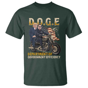 DOGE Department of Government Efficiency T Shirt Funny Trump Musk Cool Motorbike TS10 Dark Forest Green Print Your Wear