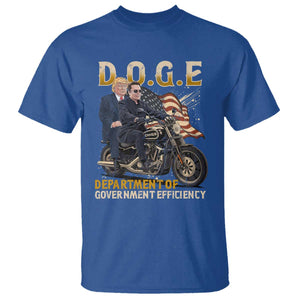 DOGE Department of Government Efficiency T Shirt Funny Trump Musk Cool Motorbike TS10 Royal Blue Print Your Wear