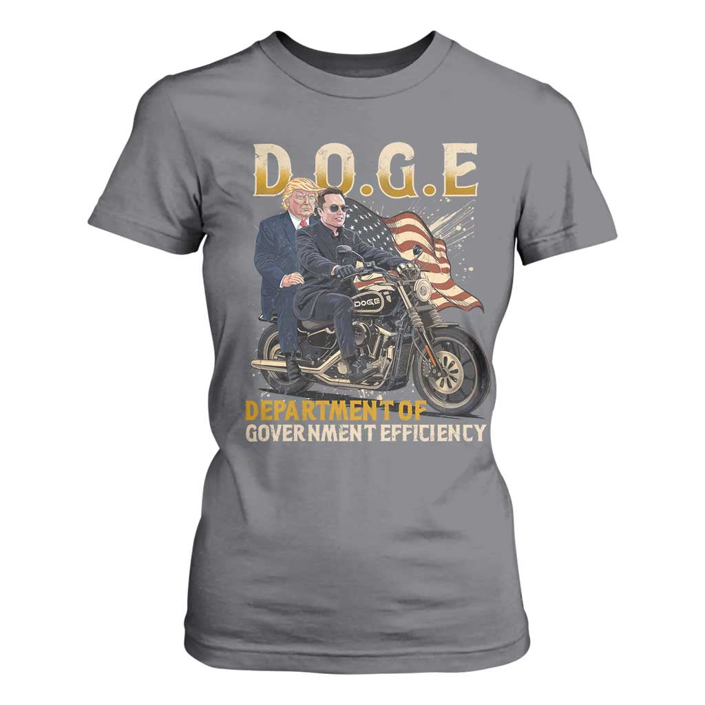 DOGE Department of Government Efficiency T Shirt For Women Funny Trump Musk Cool Motorbike TS10 Charcoal Print Your Wear