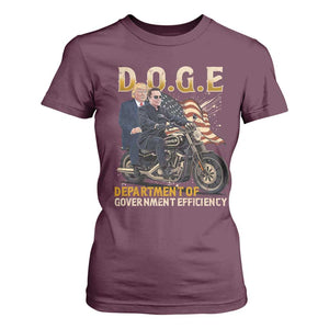 DOGE Department of Government Efficiency T Shirt For Women Funny Trump Musk Cool Motorbike TS10 Maroon Print Your Wear