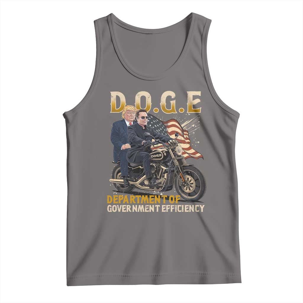 DOGE Department of Government Efficiency Tank Top Funny Trump Musk Cool Motorbike TS10 Deep Heather Print Your Wear