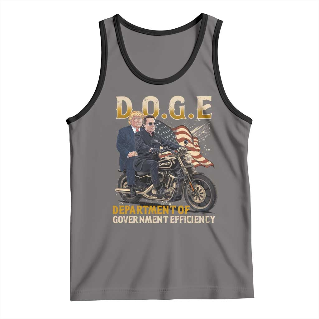 DOGE Department of Government Efficiency Tank Top Funny Trump Musk Cool Motorbike TS10 Deep Heather Black Print Your Wear