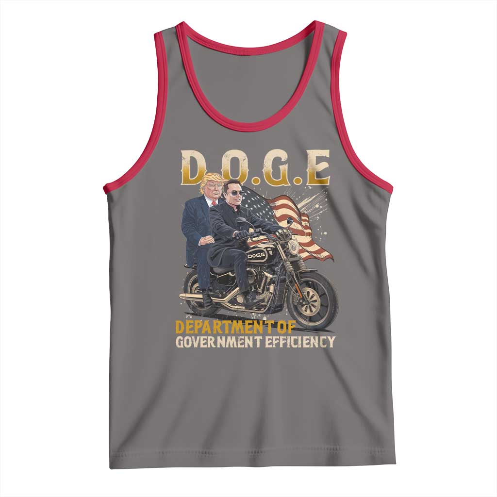 DOGE Department of Government Efficiency Tank Top Funny Trump Musk Cool Motorbike TS10 Deep Heather Red Print Your Wear