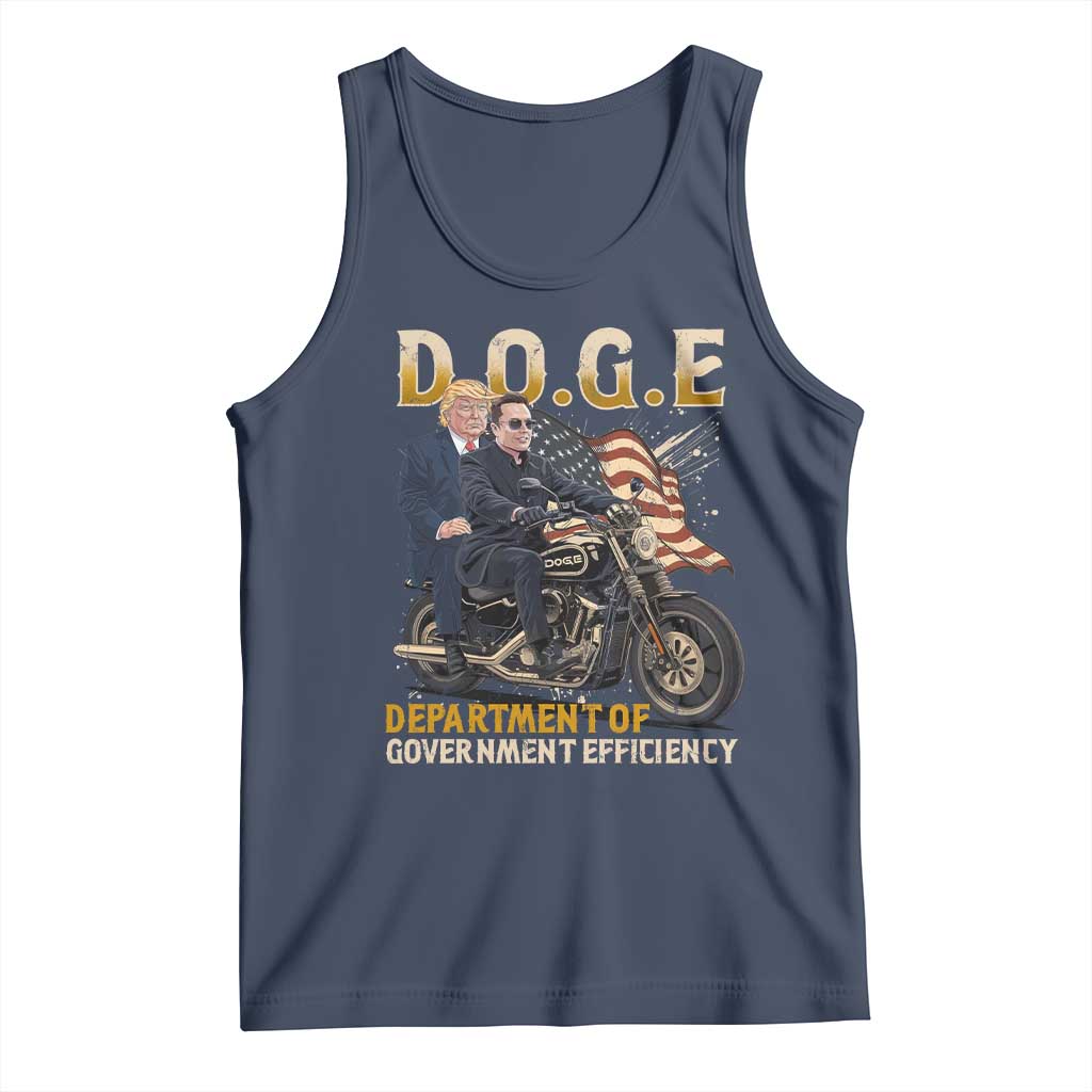 DOGE Department of Government Efficiency Tank Top Funny Trump Musk Cool Motorbike TS10 Navy Print Your Wear