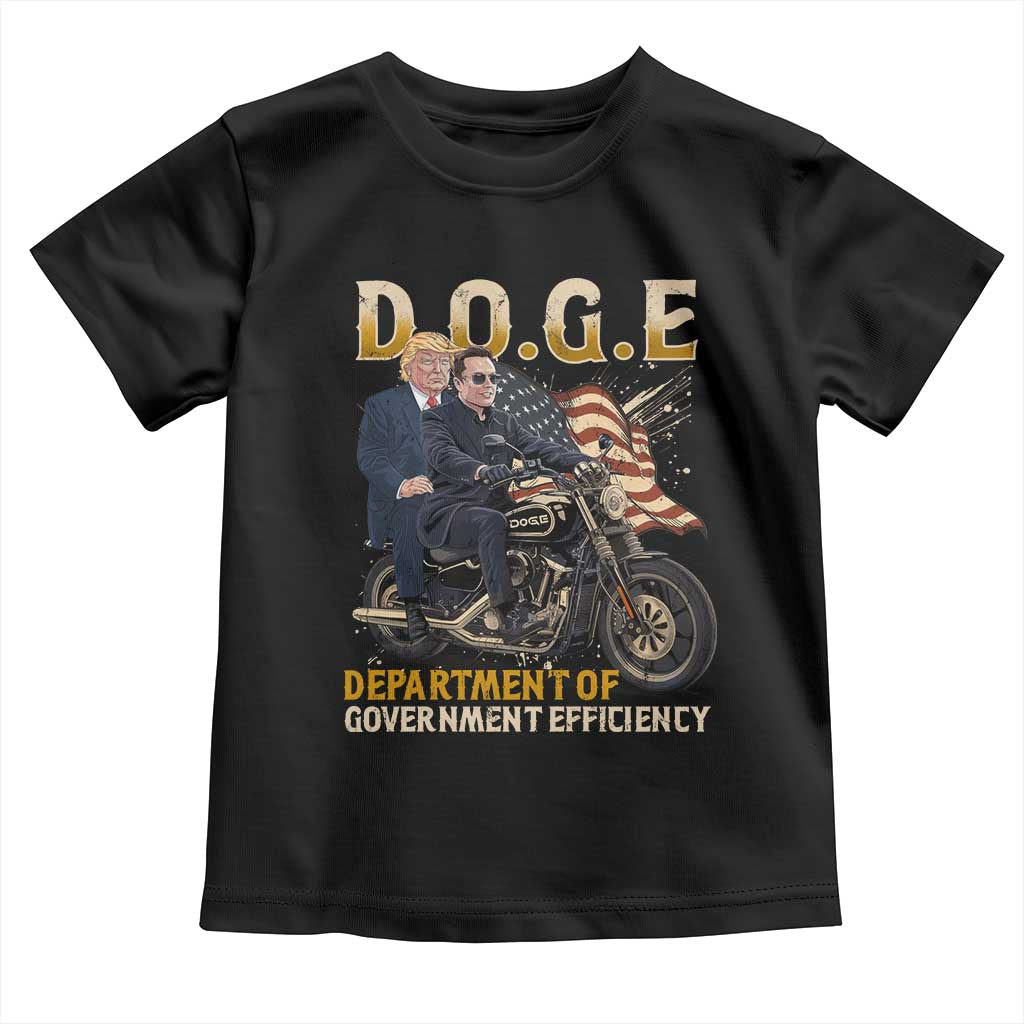 DOGE Department of Government Efficiency Toddler T Shirt Funny Trump Musk Cool Motorbike TS10 Black Print Your Wear