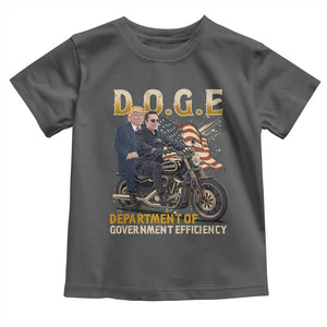 DOGE Department of Government Efficiency Toddler T Shirt Funny Trump Musk Cool Motorbike TS10 Dark Heather Print Your Wear