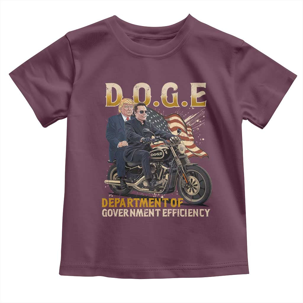 DOGE Department of Government Efficiency Toddler T Shirt Funny Trump Musk Cool Motorbike TS10 Maroon Print Your Wear