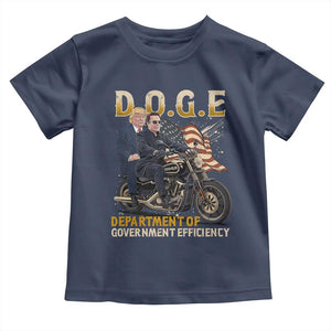 DOGE Department of Government Efficiency Toddler T Shirt Funny Trump Musk Cool Motorbike TS10 Navy Print Your Wear