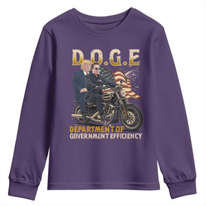 DOGE Department of Government Efficiency Youth Sweatshirt Funny Trump Musk Cool Motorbike TS10 Purple Print Your Wear
