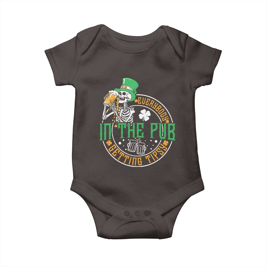 St Patricks Day Pub Baby Onesie Everybody In The Pub Getting Tipsy TS10 Dark Chocolate Print Your Wear
