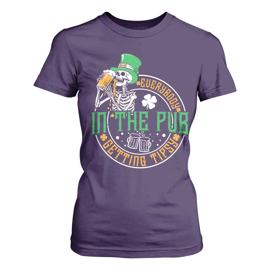 St Patricks Day Pub T Shirt For Women Everybody In The Pub Getting Tipsy TS10 Purple Print Your Wear
