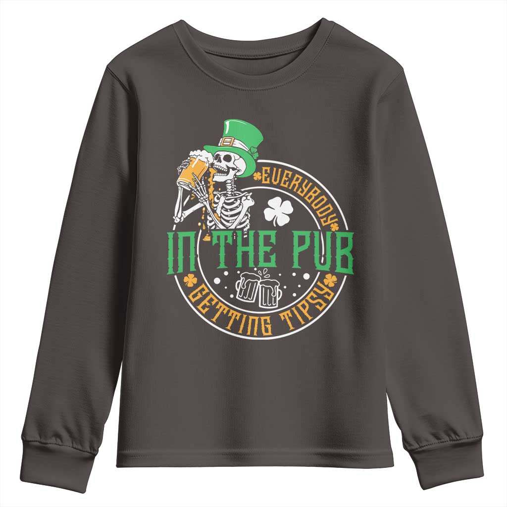St Patricks Day Pub Youth Sweatshirt Everybody In The Pub Getting Tipsy TS10 Dark Chocolate Print Your Wear