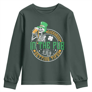 St Patricks Day Pub Youth Sweatshirt Everybody In The Pub Getting Tipsy TS10 Dark Forest Green Print Your Wear