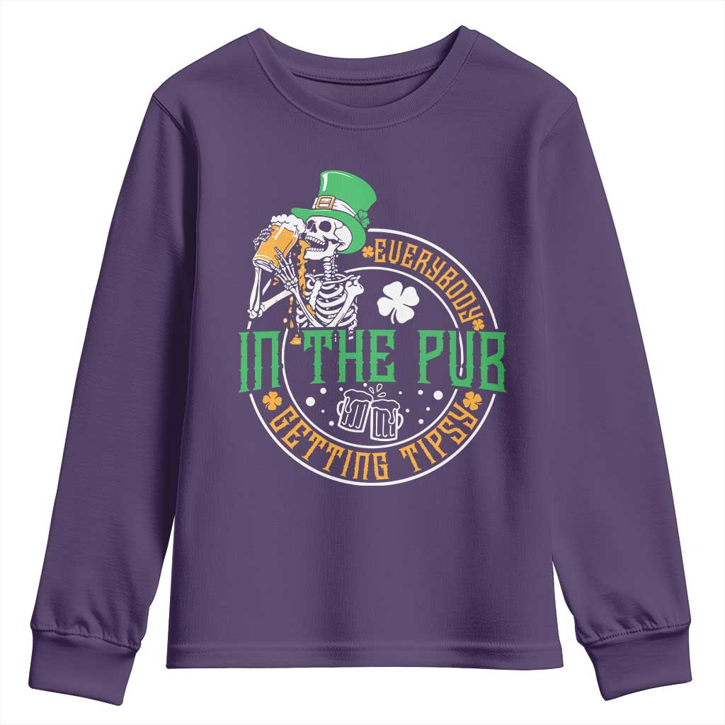 St Patricks Day Pub Youth Sweatshirt Everybody In The Pub Getting Tipsy TS10 Purple Print Your Wear