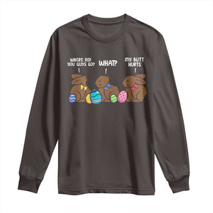 Funny Easter Bunny Long Sleeve Shirt Chocolate Rabbit Where Did You Guys Go TS10 Dark Chocolate Print Your Wear
