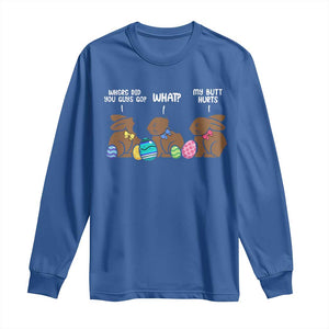 Funny Easter Bunny Long Sleeve Shirt Chocolate Rabbit Where Did You Guys Go TS10 Royal Blue Print Your Wear