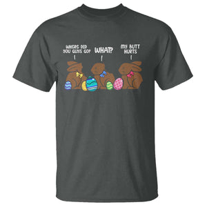 Funny Easter Bunny T Shirt Chocolate Rabbit Where Did You Guys Go TS10 Dark Heather Print Your Wear