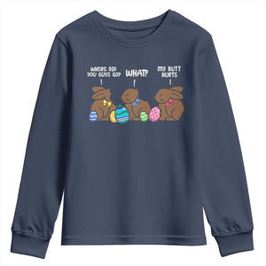 Funny Easter Bunny Youth Sweatshirt Chocolate Rabbit Where Did You Guys Go TS10 Navy Print Your Wear