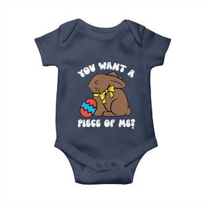 Funny Easter Bunny Baby Onesie Chocolate Rabbit You Want Piece Of Me TS10 Navy Print Your Wear