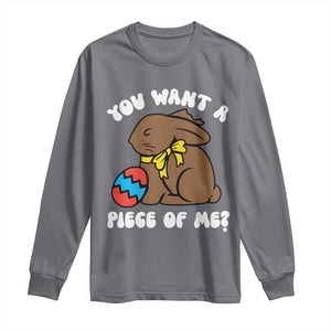Funny Easter Bunny Long Sleeve Shirt Chocolate Rabbit You Want Piece Of Me TS10 Charcoal Print Your Wear
