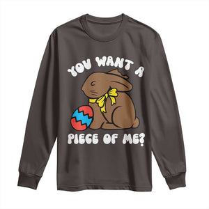 Funny Easter Bunny Long Sleeve Shirt Chocolate Rabbit You Want Piece Of Me TS10 Dark Chocolate Print Your Wear