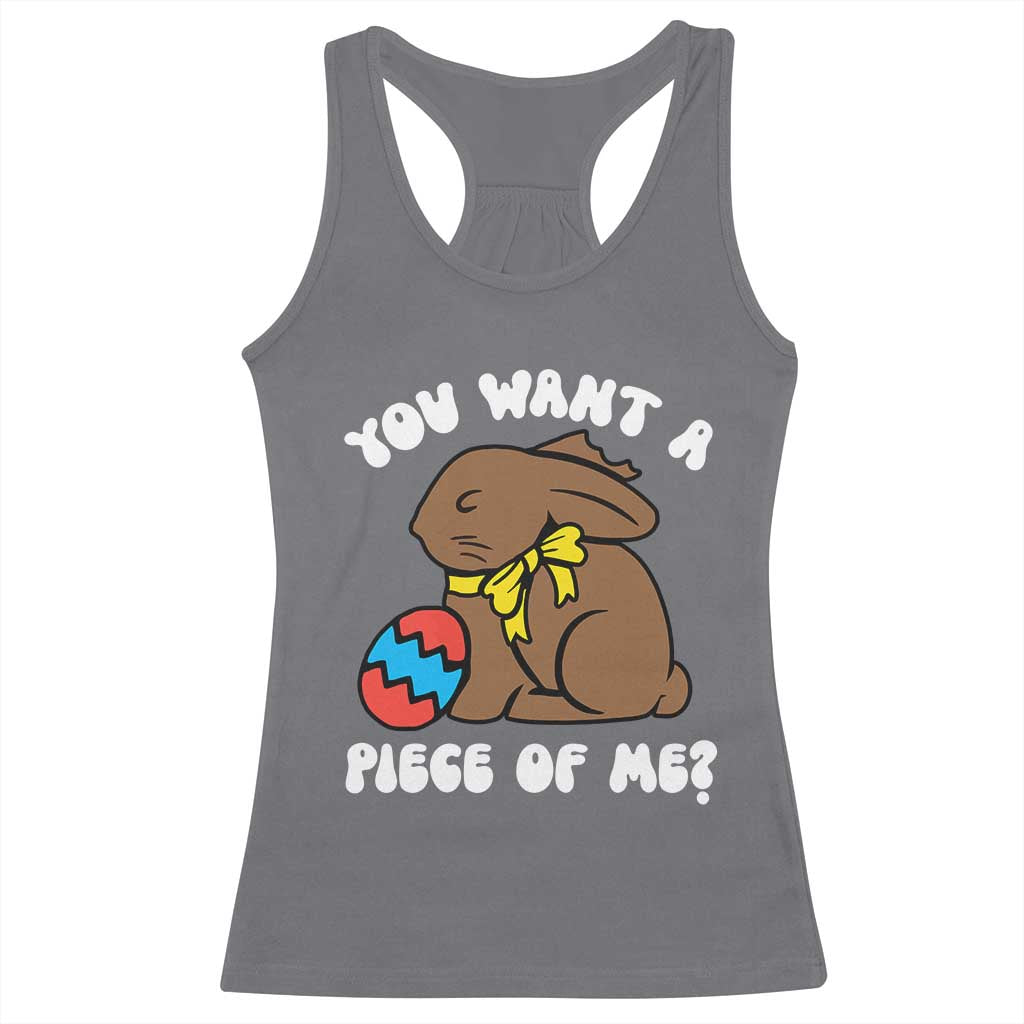 Funny Easter Bunny Racerback Tank Top Chocolate Rabbit You Want Piece Of Me TS10 Charcoal Print Your Wear